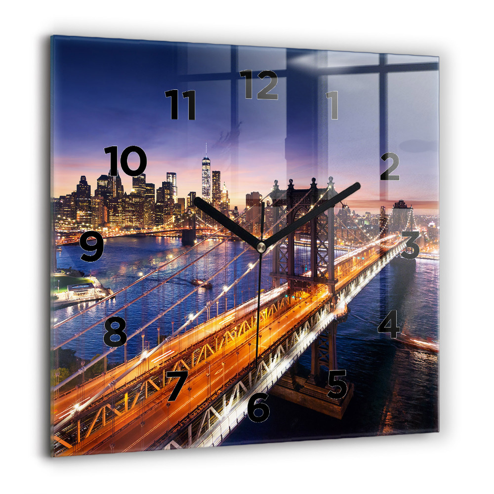 Négyzetes üvegóra 60x60 New York és a naplemente