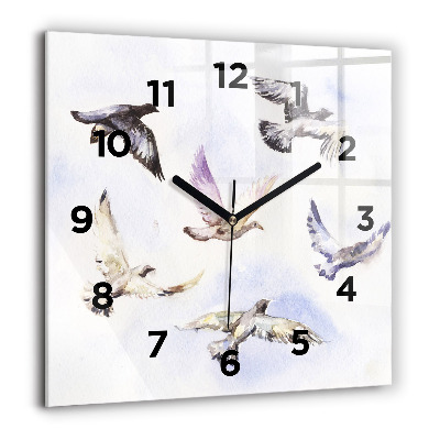 Négyzetes üvegóra 60x60 Repülő madarak