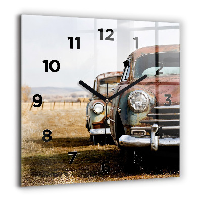 Szögletes fali üvegóra 60x60 Régi autók