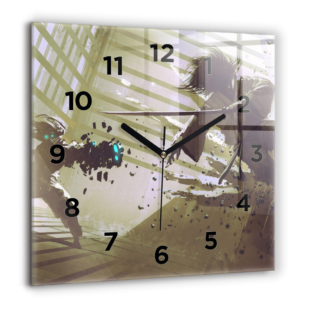 Négyzet alakú üvegóra 60x60 Harc robot és szamuráj között