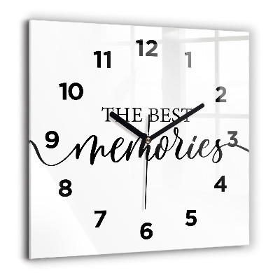 Szögletes üvegóra 60x60 Emlékek felirat