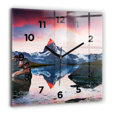 Négyzet alakú üvegóra 60x60 Stellisee Matterhorn-tó