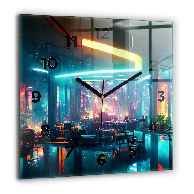 Szögletes fali üvegóra 60x60 Város cyberpunk stílusban