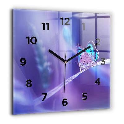 Szögletes üvegóra 60x60 Pillangó a fűben