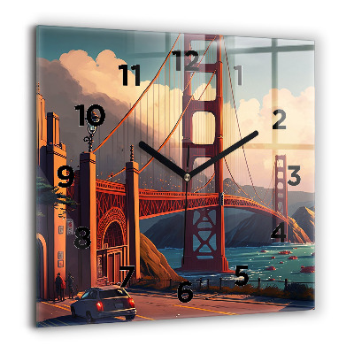 Négyzetes üvegóra 60x60 Híd San Franciscóban