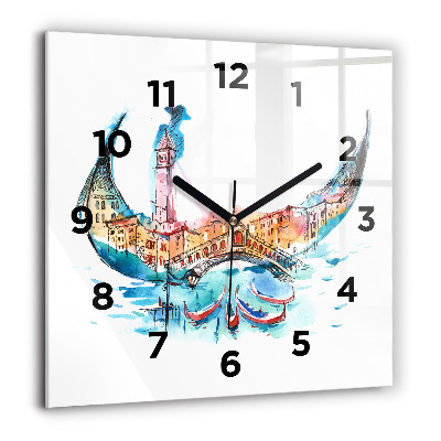 Négyzetes üvegóra 60x60 Olaszország - A velencei gondola