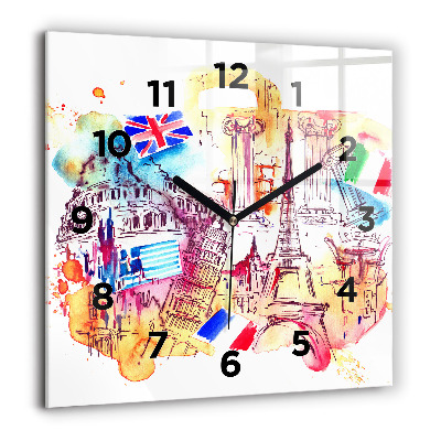 Négyzetes üvegóra 60x60 A világ vonzó országai