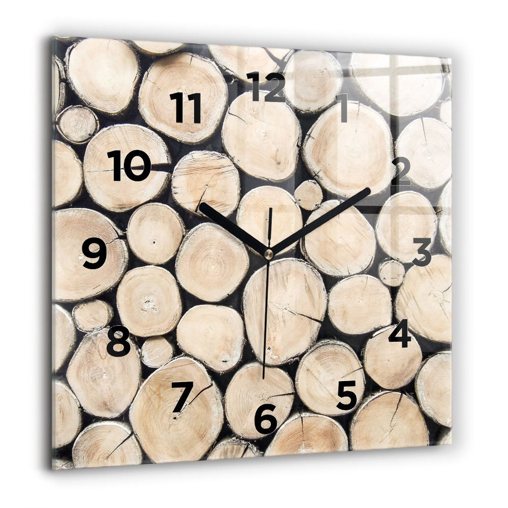 Négyzetes üvegóra 60x60 Vágott fatörzs