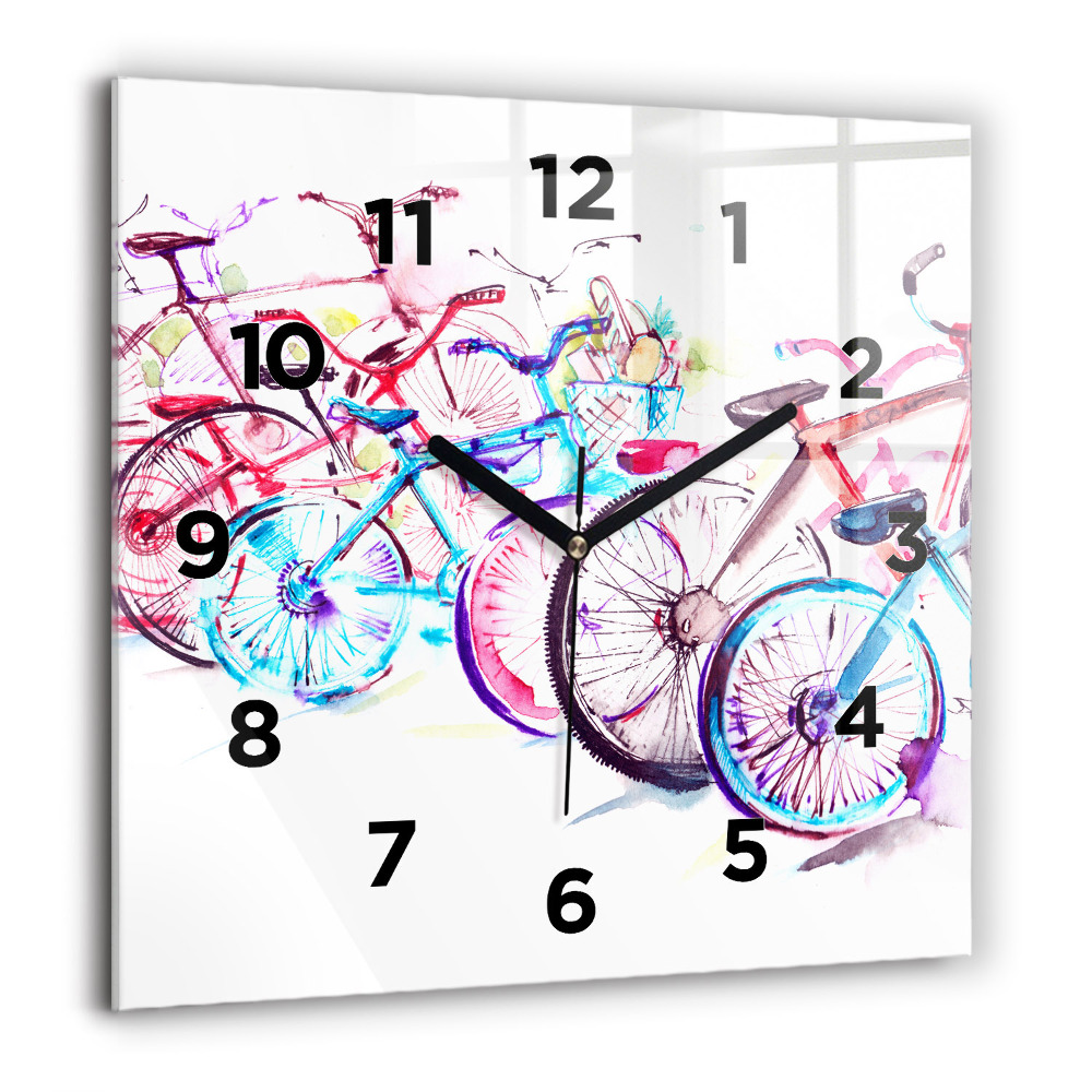 Szögletes fali üvegóra 60x60 Színes városi kerékpárok