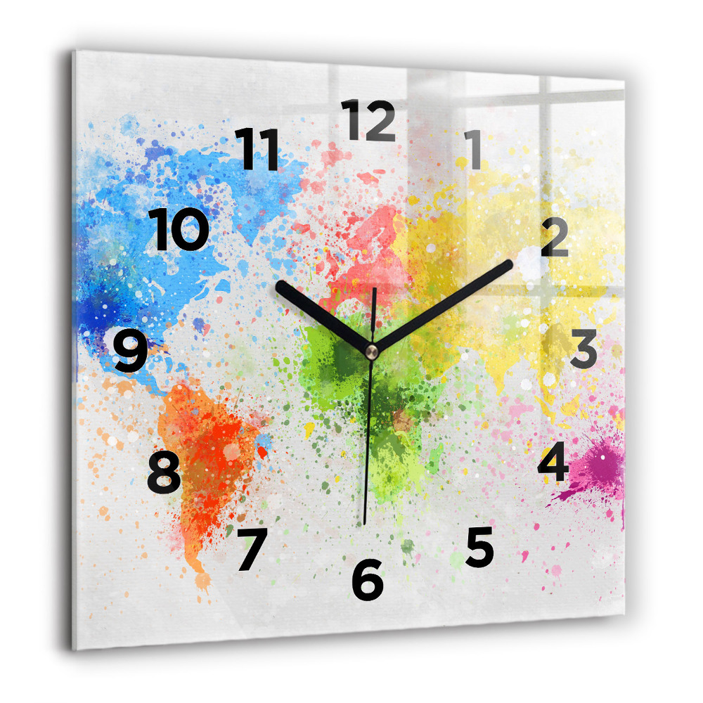 Négyzet alakú üvegóra 60x60 Világtérkép papíron