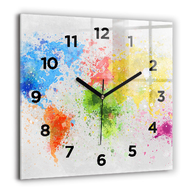 Négyzet alakú üvegóra 60x60 Világtérkép papíron