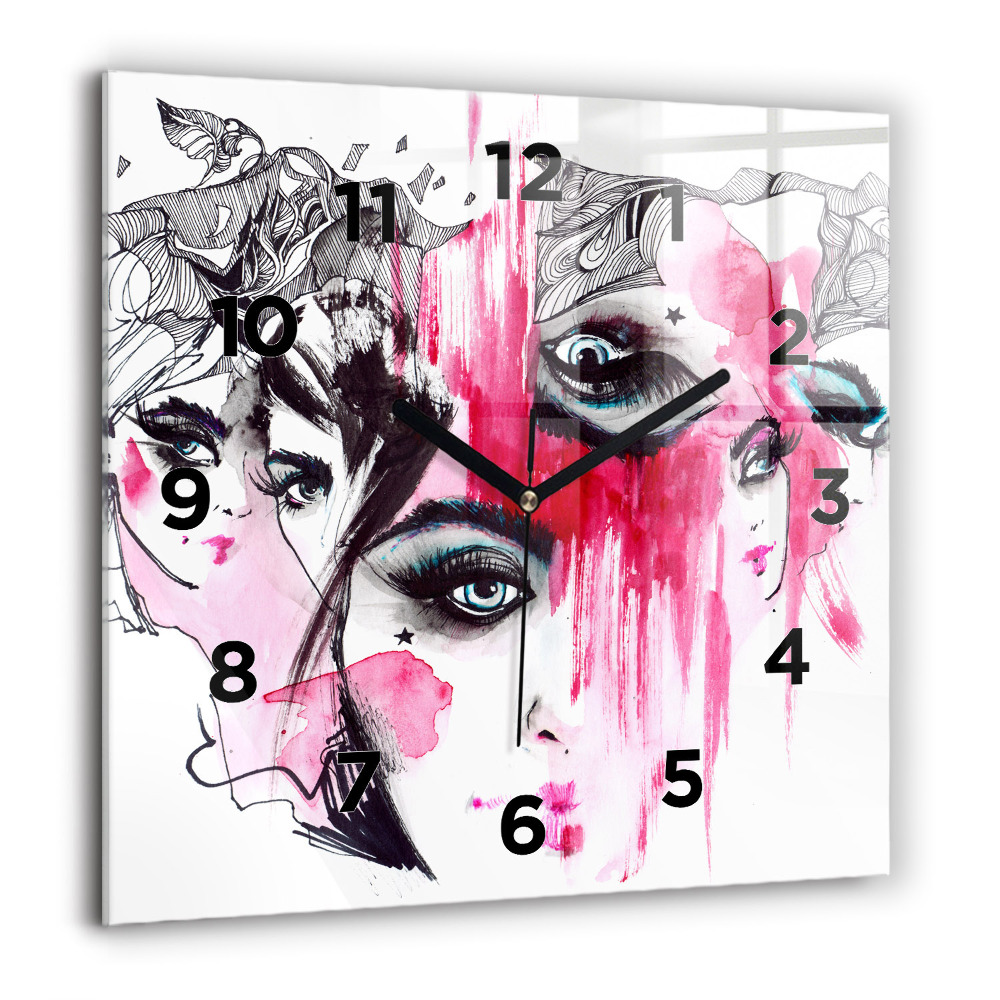 Szögletes fali üvegóra 60x60 Sok arc absztrakció