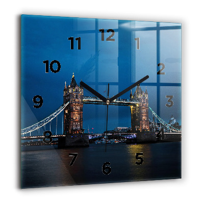 Négyzet alakú üvegóra 60x60 Tower Bridge London éjjel