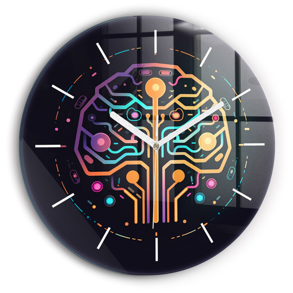 Kerek üvegóra 30 cm Színes absztrakció