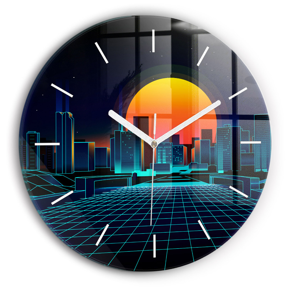 Egyedi üvegóra kerek 30 cm Kibertéri város