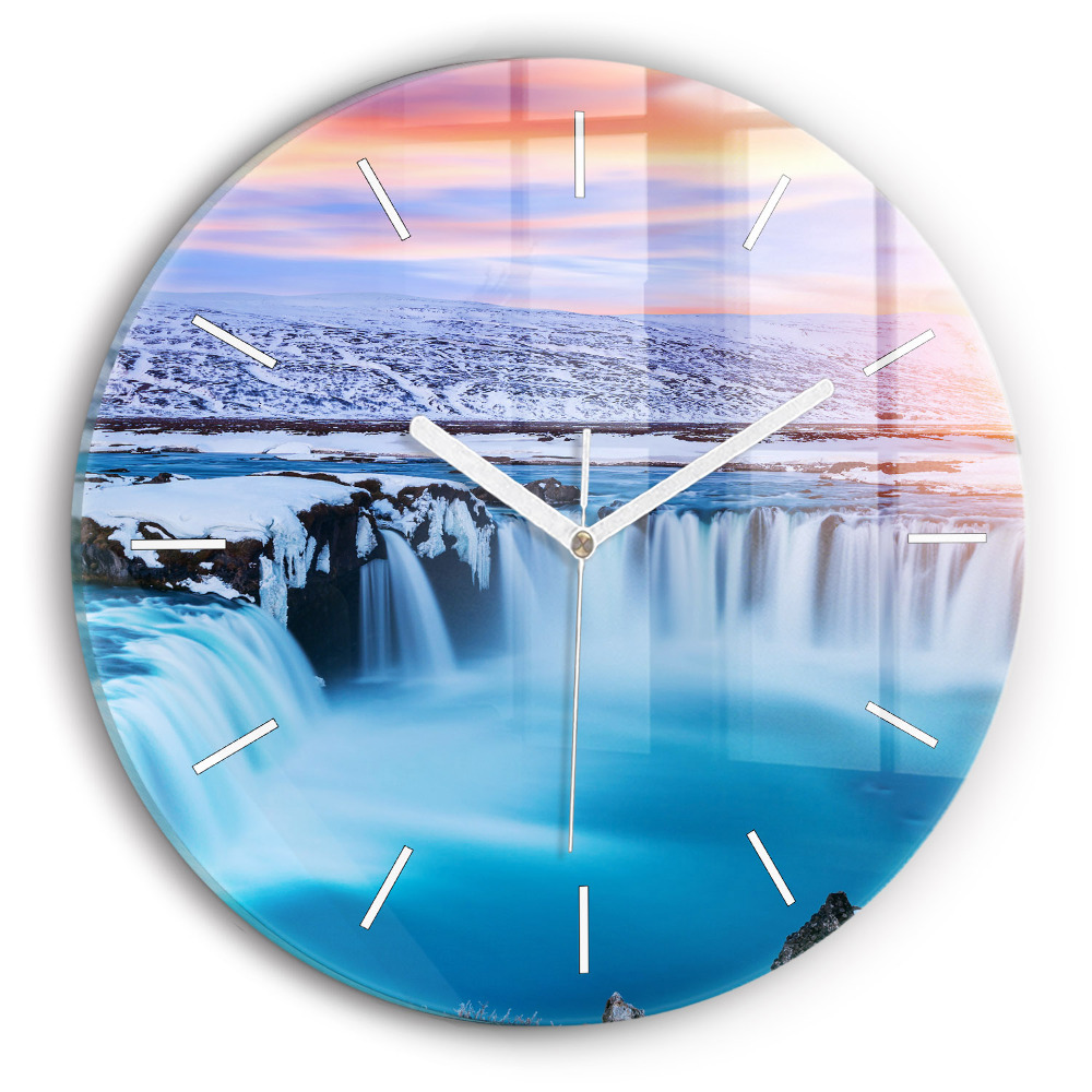 Kerek üvegóra 30 cm Godafoss vízesés Izland