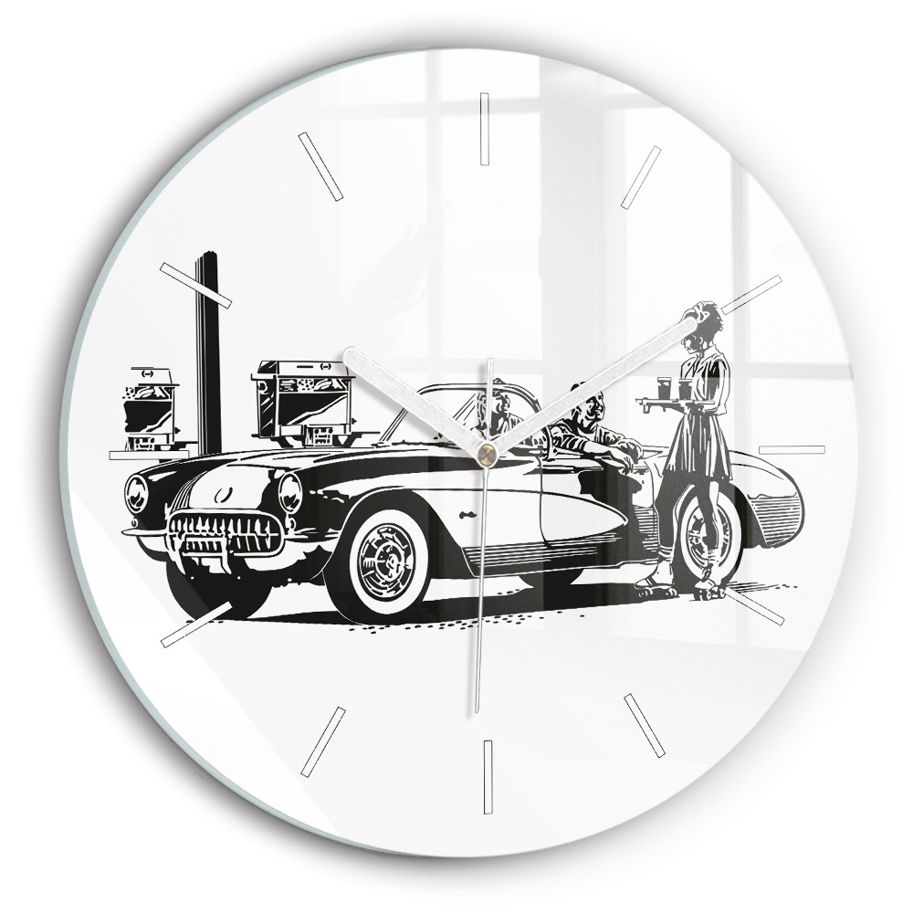 Kerek fali üvegóra 30 cm Retro illusztráció