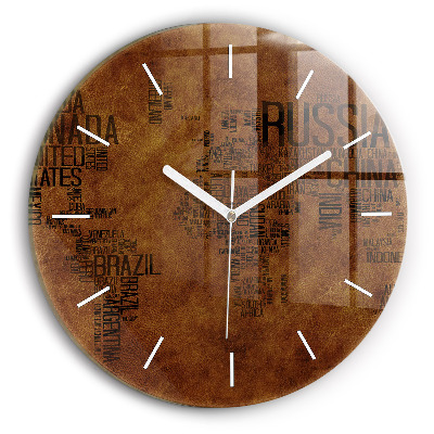 Fali üvegóra kerek 30 cm Térkép és országok nevei