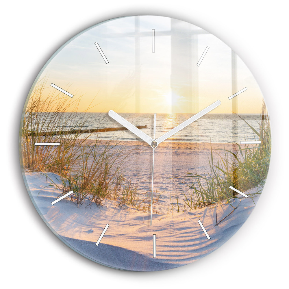 Kerek üvegóra 30 cm Naplemente a tenger felett