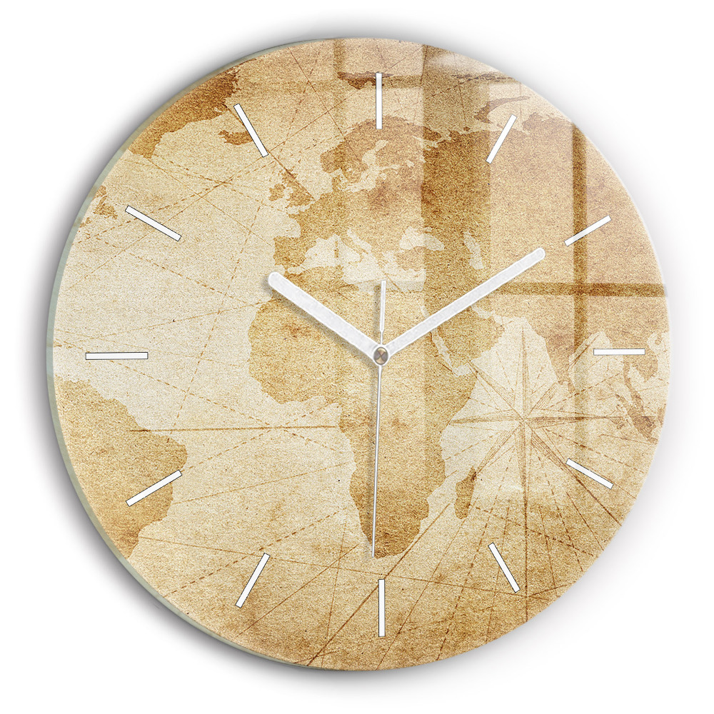 Fali üvegóra kerek 30 cm Vintage világtérkép