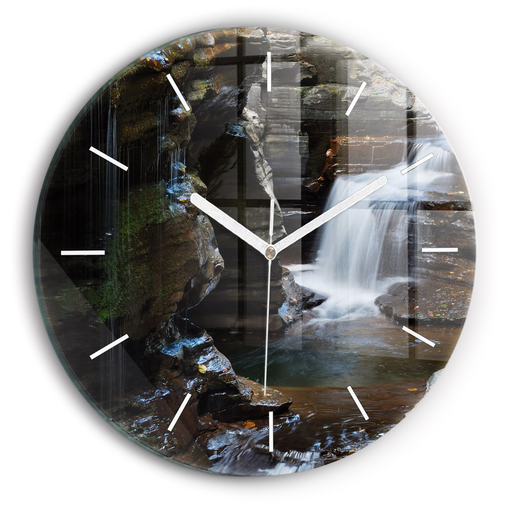 Kerek fali üvegóra 30 cm Vízesés és sziklák Izlandon