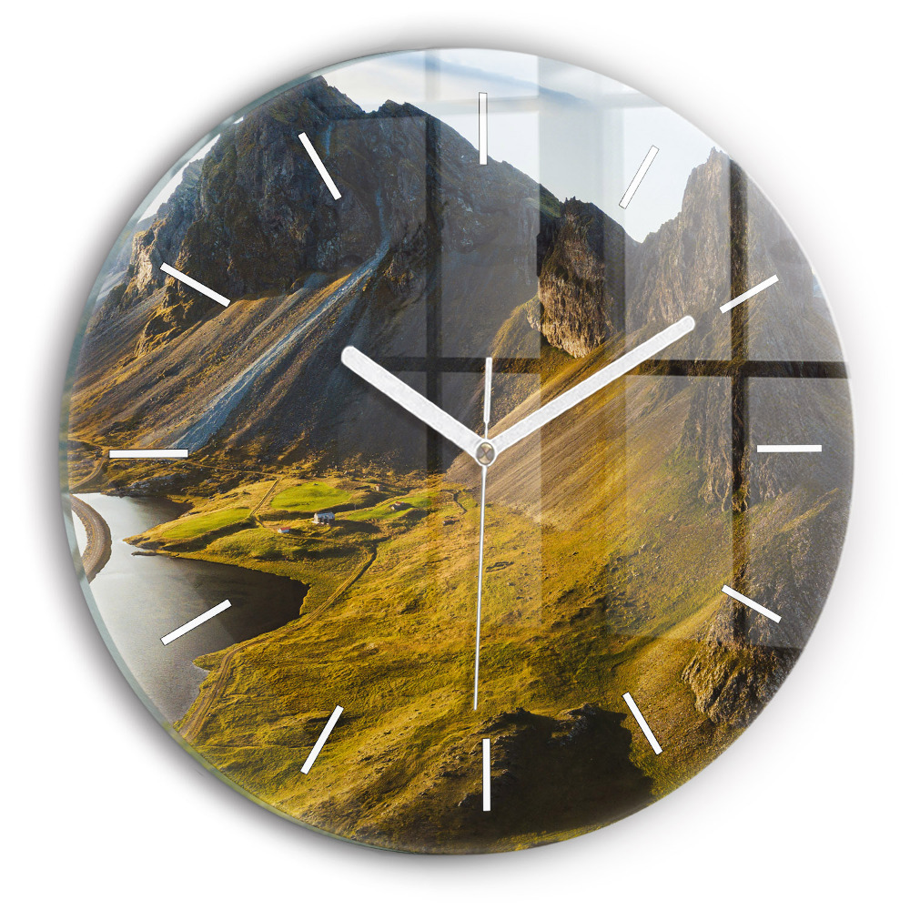 Egyedi üvegóra kerek 30 cm Út Izlandon