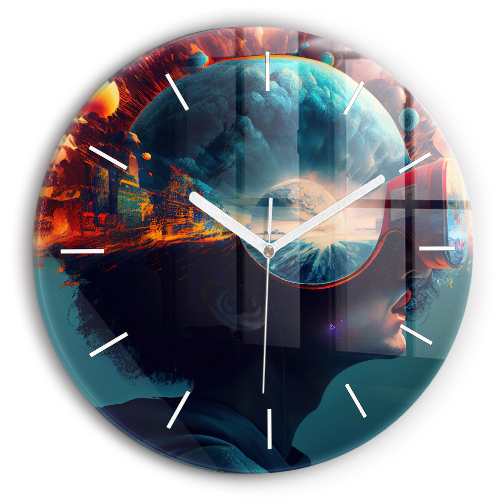 Kerek fali üvegóra 30 cm Futurisztikus világ