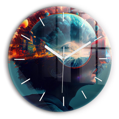 Kerek fali üvegóra 30 cm Futurisztikus világ