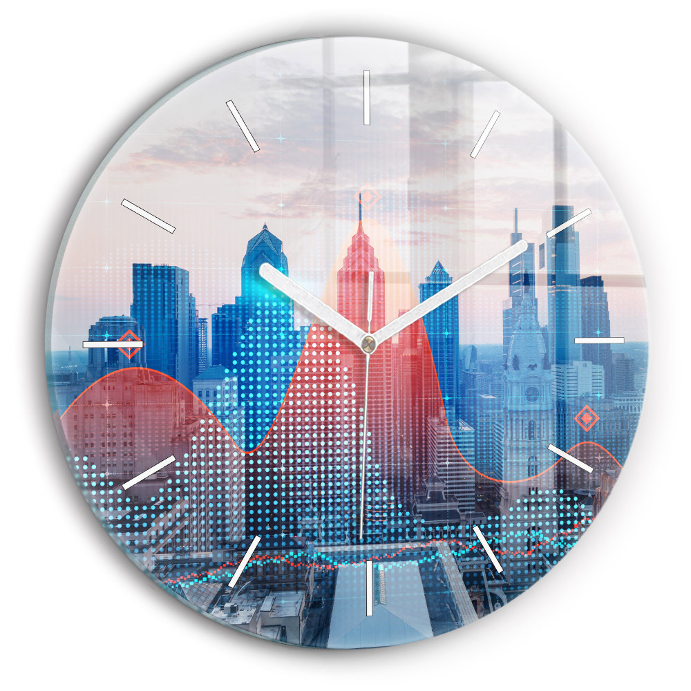 Egyedi üvegóra kerek 30 cm Felhőkarcolók Philadelphiában