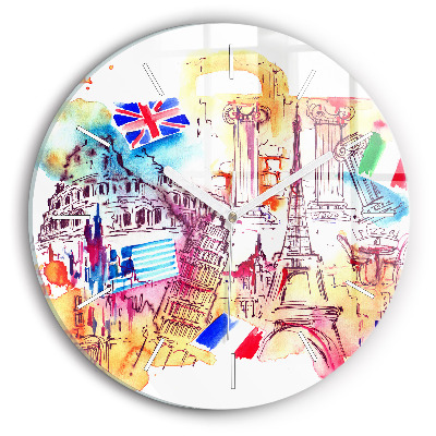 Kerek üvegóra 30 cm A világ vonzó országai