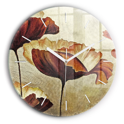 Kerek üvegóra 30 cm Festett pipacsok