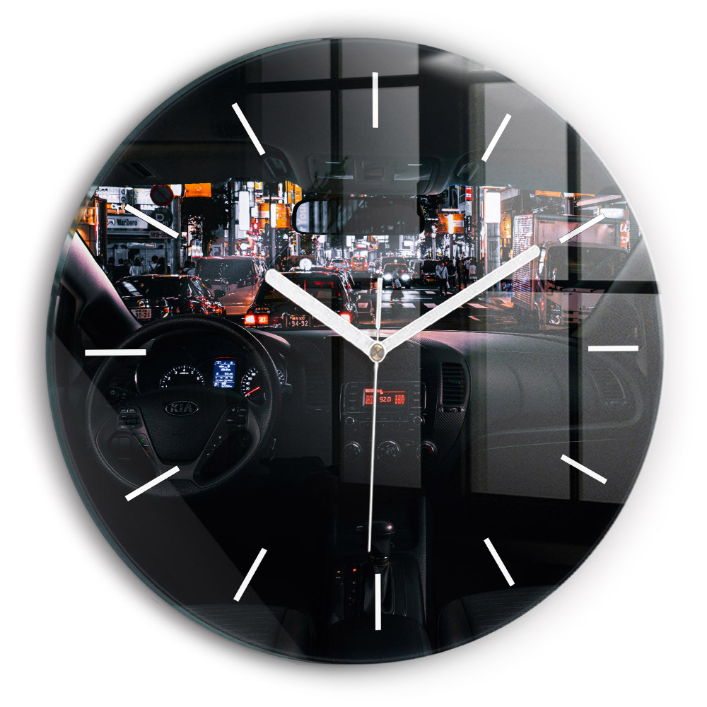 Kerek fali üvegóra 30 cm Autó Tokióban