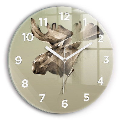 Kerek üvegóra 30 cm Grafikus jávorszarvas