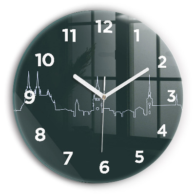 Fali üvegóra kerek 30 cm Brno városának vonalas művészete