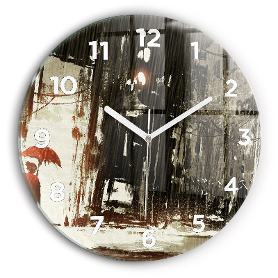 Egyedi üvegóra kerek 30 cm Nő esős éjszakában