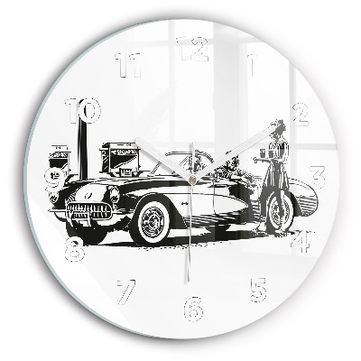 Kerek fali üvegóra 30 cm Retro illusztráció