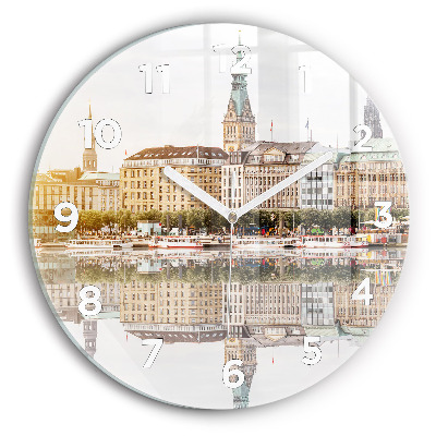 Kerek üvegóra 30 cm Hamburg folyó Németországban