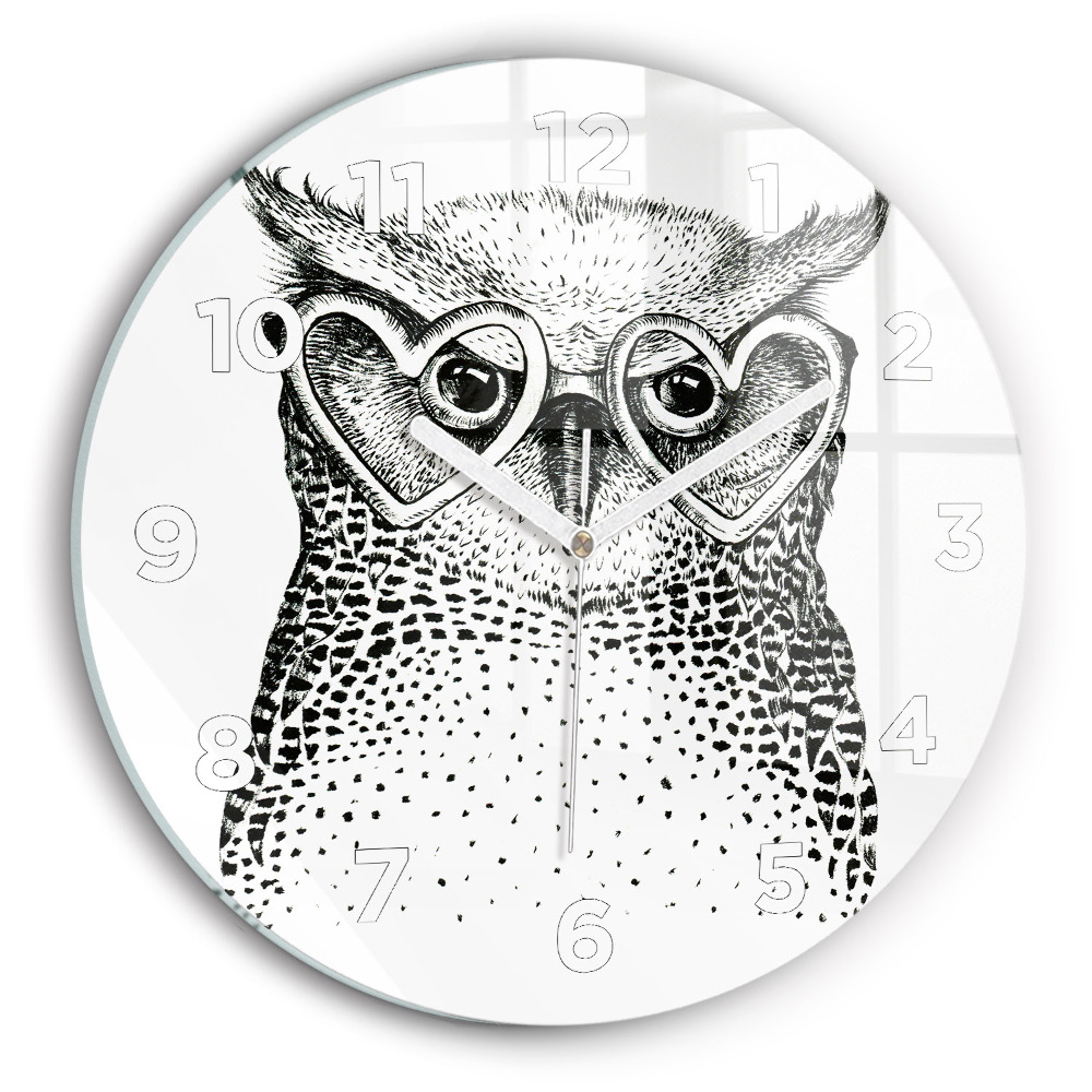 Fali üvegóra kerek 30 cm Rajzolt bagoly szemüveggel