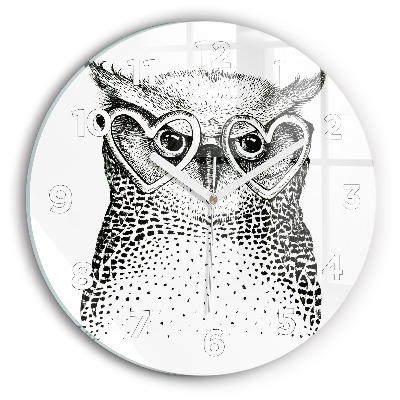Fali üvegóra kerek 30 cm Rajzolt bagoly szemüveggel