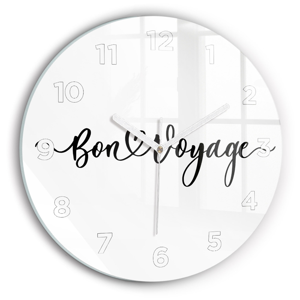 Kerek fali üvegóra 30 cm Bon voyage felirat