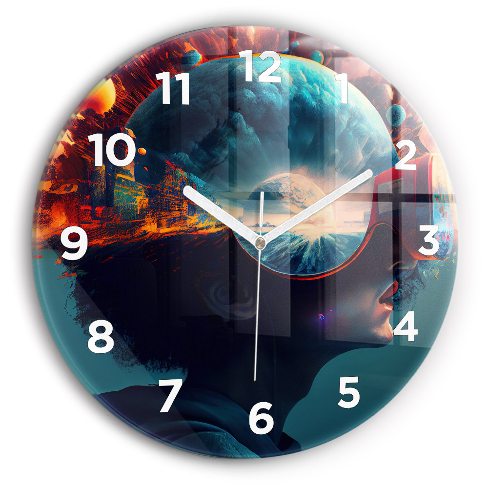Kerek fali üvegóra 30 cm Futurisztikus világ