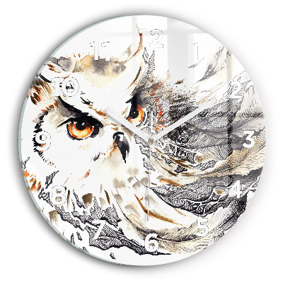 Egyedi üvegóra kerek 30 cm Bagoly a bölcsesség szimbóluma