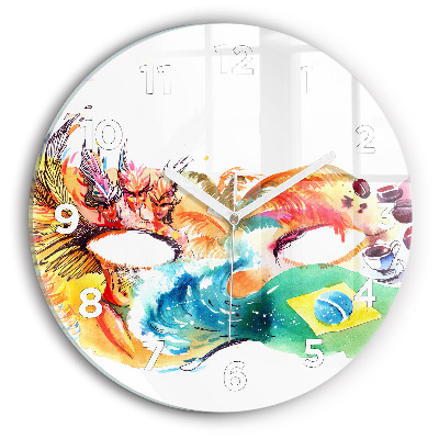 Kerek üvegóra 30 cm Kultúra - Brazília zászlaja