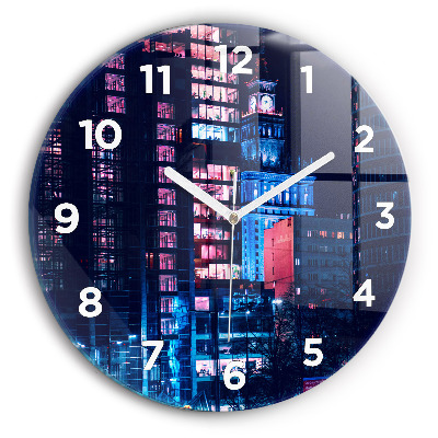 Kerek fali üvegóra 30 cm Varsó éjszaka