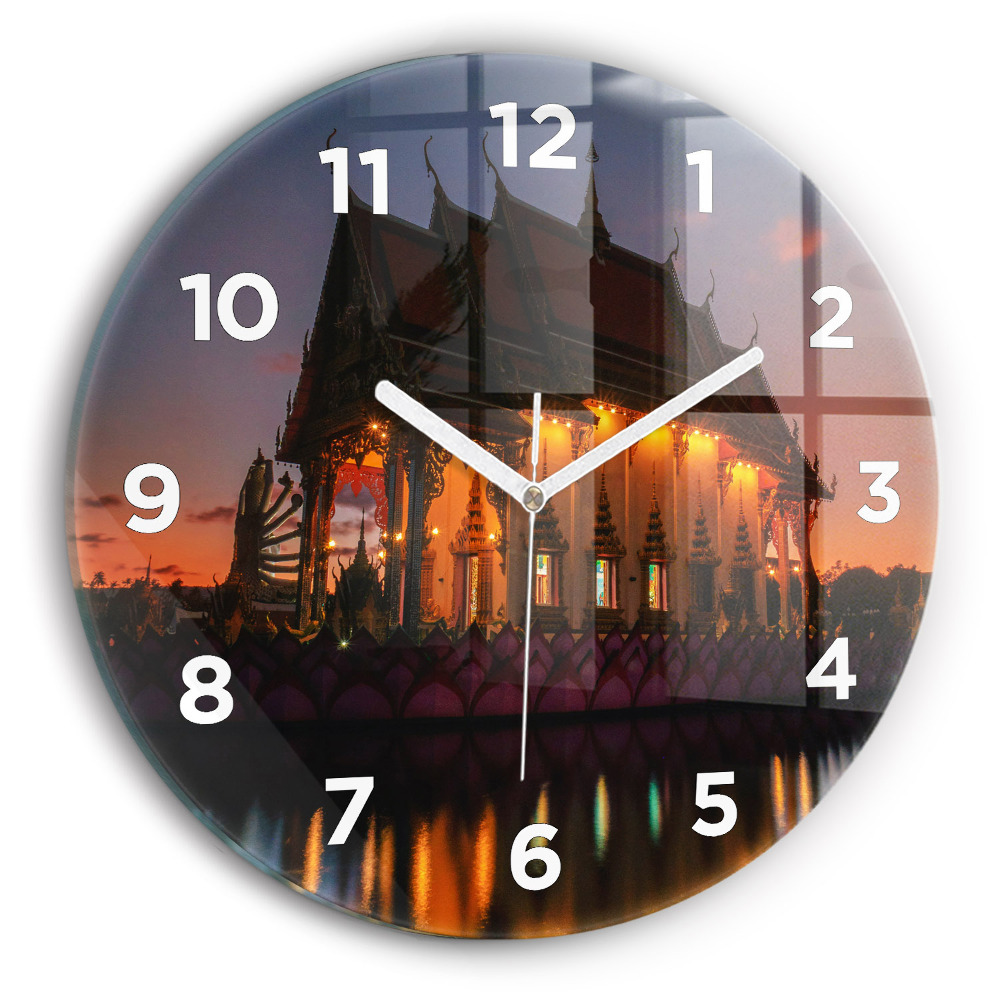 Egyedi üvegóra kerek 30 cm Templom Bangkokban
