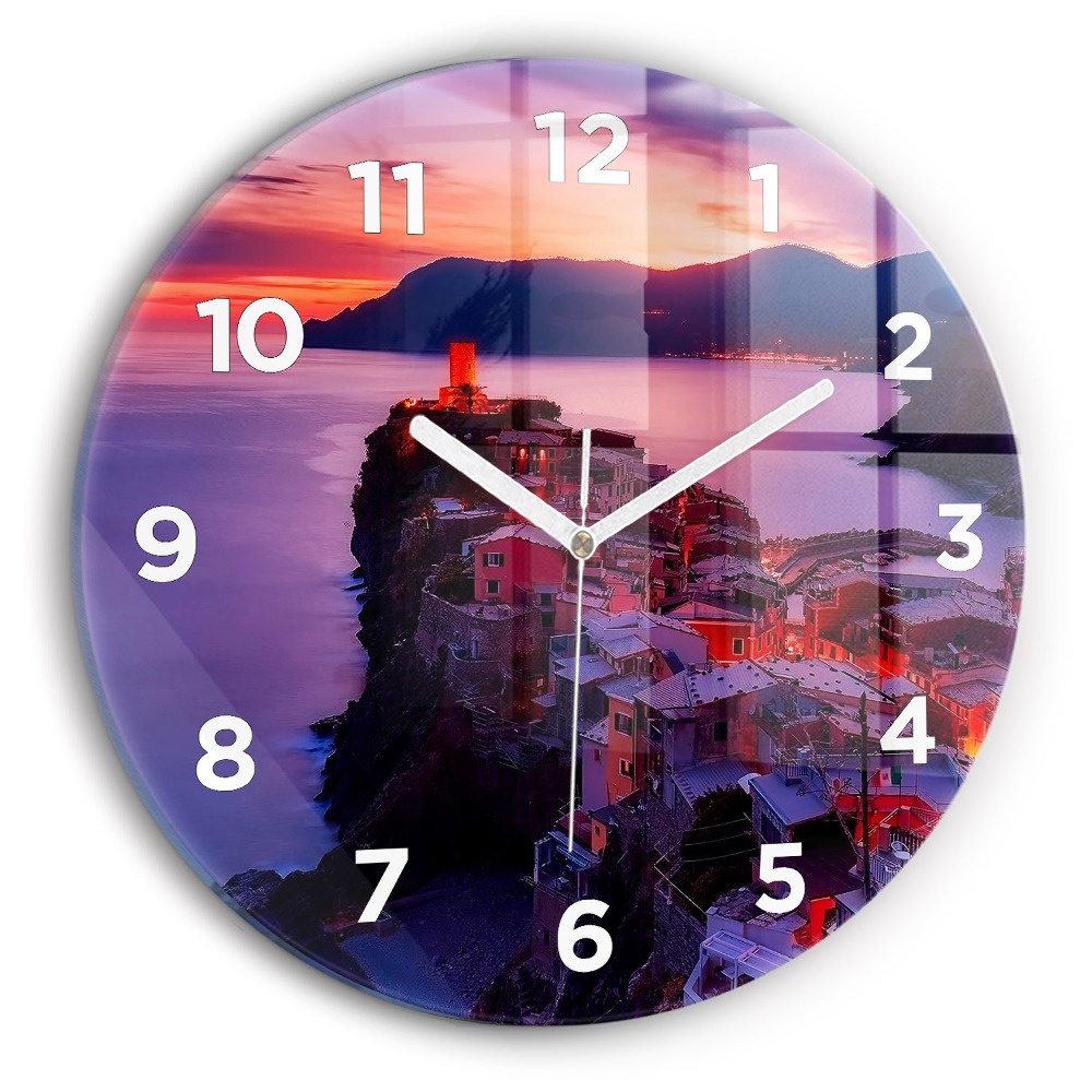 Fali üvegóra kerek 30 cm Házak a tó mellett