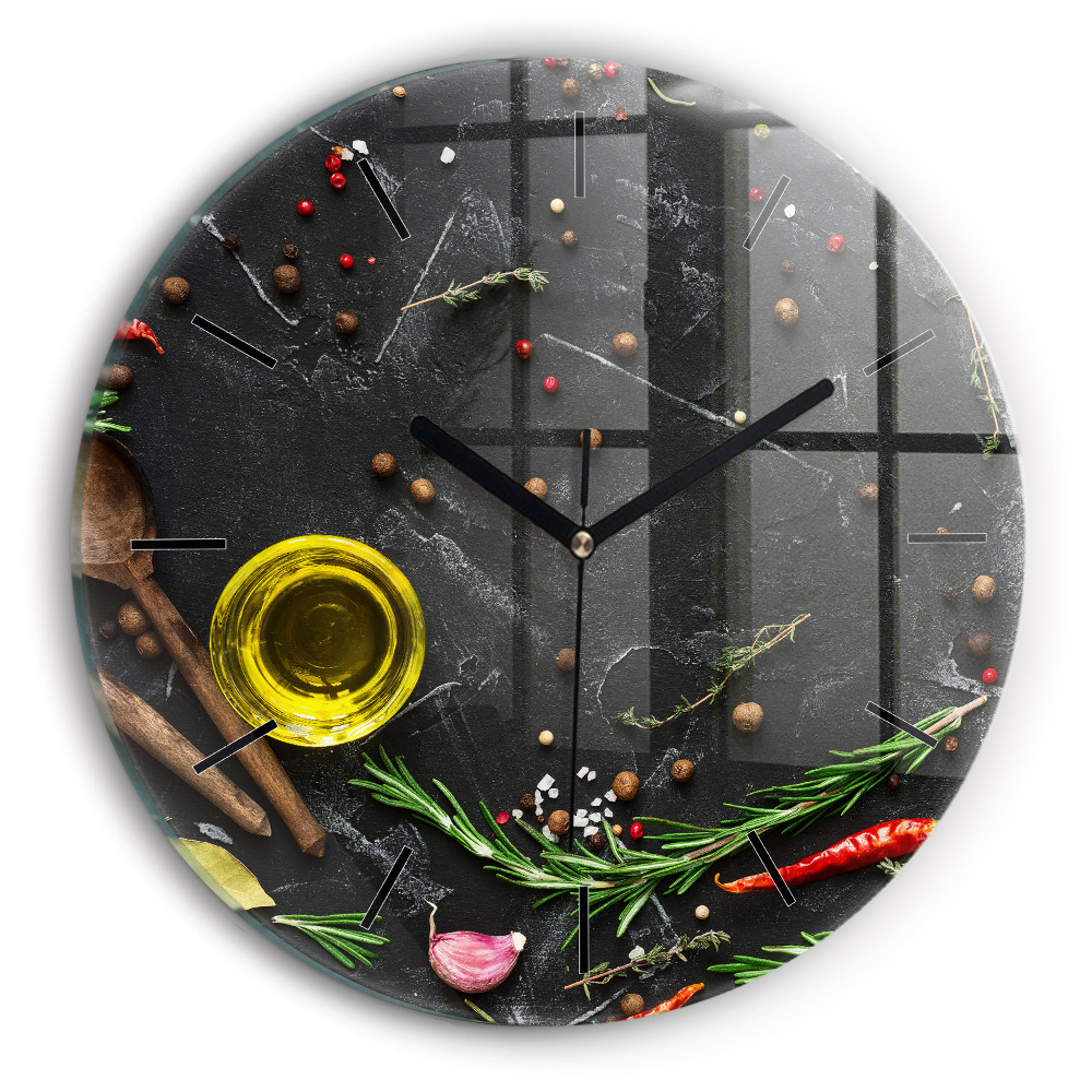 Kerek fali üvegóra 30 cm Fűszerek a pulton