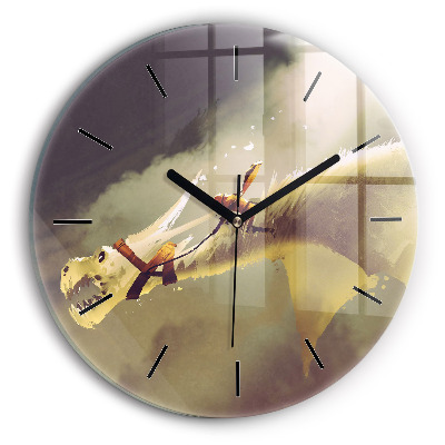 Fali üvegóra kerek 30 cm Sárkánylovas illusztrációja