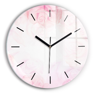 Kerek üvegóra 30 cm Rózsák absztrakt