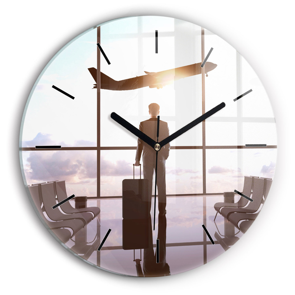 Kerek falióra 30 cm Férfi a repülőtéren